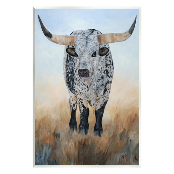 Stupell Rural Longhorn Cattle Animal Animals & Insects Painting Wall Plaque Unframed Art Print Wall Art
