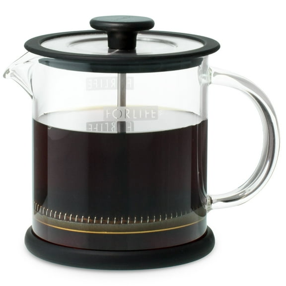 FORLIFE Cafe Style Glass Coffee/Tea Press, 16-Ounce, Black