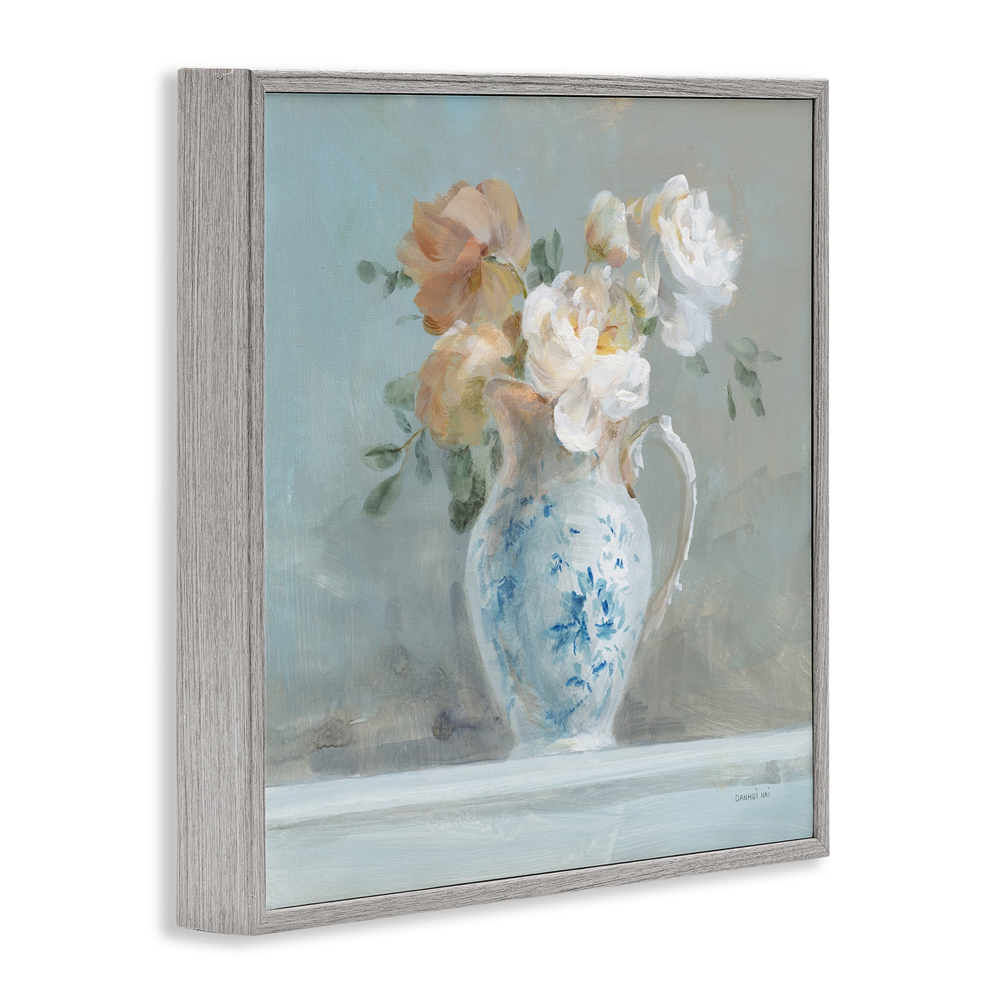 Stupell Industries Heirloom Floral Bouquet Botanical & Floral Painting Gray Framed Art Print Wall Art, 24 x 24