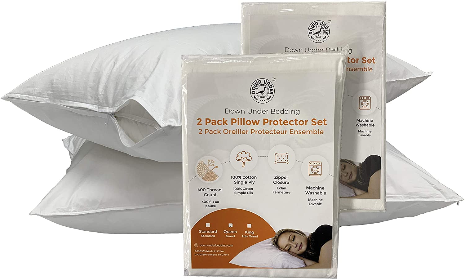 Down Under Bedding Cotton Zippered Pillow Protector 2 Pack Walmart Canada