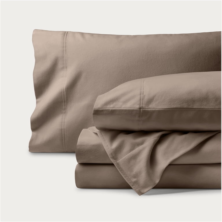 Bare Home Organic Cotton Flannel Sheet Set, Twin XL, Taupe photo 8