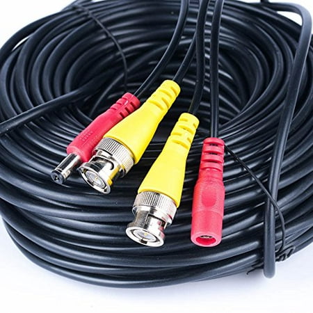 100FT Black Premade BNC Video Power Cable / Wire For Security Camera, CCTV, DVR, Surveillance System, Plug & Play (Black, (Best Cable For Security Cameras)