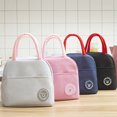 thumbnail image 4 of 1pc Simple Lunch Bag Bento Box Holder Portable Lunch Pouch Meal Thermal Bag Canvas Lunch Bag for School Office Navy (Logo Pattern for Random), 4 of 9