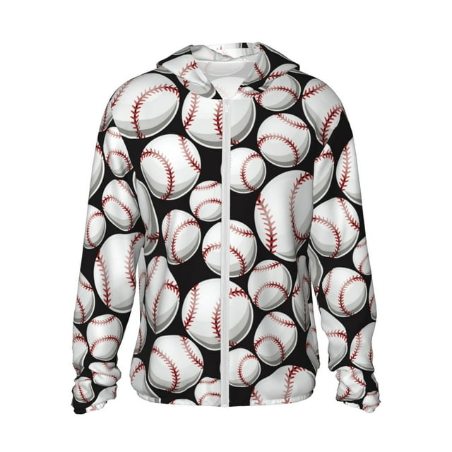 Vsdgher Chandail à Capuchon pour Adultes à Imprimé de Baseball Mignon, Maillot Dermoprotecteur pour Hommes Femmes, Chandails de Pêche à Manches Longues avec Protection Solaire pour Course Athlétique Natation-3X-Grand