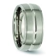 thumbnail image 4 of Titanium Grooved Ridged Edge 10mm Brushed and Polished Band Ring 8.5 Size, 4 of 6