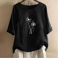 thumbnail image 2 of Blusas de Manga Corta para las Mujeres Impreso Cuello Redondo Camiseta, Top de Algodón de Imitación Casual para el Hogar Y Diario, 2 of 4