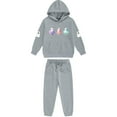 thumbnail image 4 of Placlothes Girls Kids Hall-oween Ghost Print Hoodie & Jogger Set - 100% Polyester Cozy Relaxed-Fit, Gray Two-Piece Outfit for Ages 3-12,Size 8 T, 4 of 5