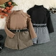 thumbnail image 4 of Otqutp Baby Birthday Clothes Set Toddler Girls Ruffles Long Sleeve Ribbed Knitted Turtleneck T Shirt Tops Shorts Outfits Christmas Gifts 2PCS Outfits, 4 of 9