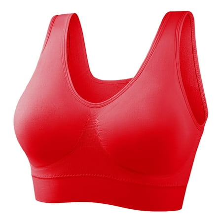 

Sports Bras Large Size No Steel Ring Thin Style Yoga No Binding Bralette Red XXL