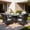 Brown, variant on Direct Wicker Outdoor Wicker Patio Dining Set with Square Table, Tempered Glass Top & Cushioned Chairs,Grey