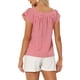 thumbnail image 3 of INSPIRAR CHIC Blusa de Mujer de Verano con Cuello Cuadrado y Mangas Cortas de Gingham M Rojo, 3 of 6
