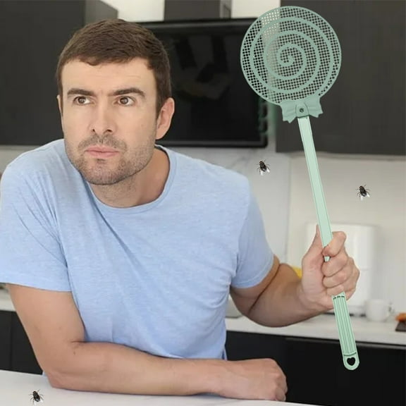 Extra Thick Fly Swatter with Long Handle Durable Effective Eliminator Tool for Indoor Outdoor Use