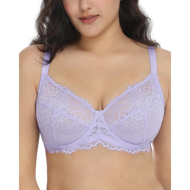 Sujetador Minizer HSIA, talla grande, con aros, cobertura total, morado
