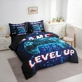 thumbnail image 3 of Manfei Neon Blue Gamepad Twin Bedding Sets 7-Piece, Futuristic Square Geometric Bedding Comforter Set, Level Up Reversible Sheet Sets, Ultra Soft Home Decor, 3 of 7