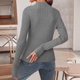 thumbnail image 5 of Lumtrix Womens Long Sleeve Turtleneck Sweaters Ribbed Knit Pullover Tops Slim Fit Basic Casual Tops Button Down Sweatshirt Gray M, 5 of 7