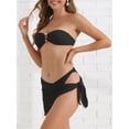 thumbnail image 2 of DARING DIVA Women's Ribbed O Ring Bandeau Bikini Sets X-Small Black, 2 of 6
