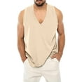 thumbnail image 2 of VOSS Mens Spring Summer Casual Hawaiian Beach Tropical V Neck Solid Color Tank Top, 2 of 9