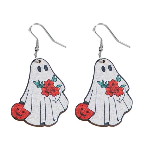 Pendientes colgantes de fantasmas blancos EZLIFE con calabazas naranjas para fiestas navideñas