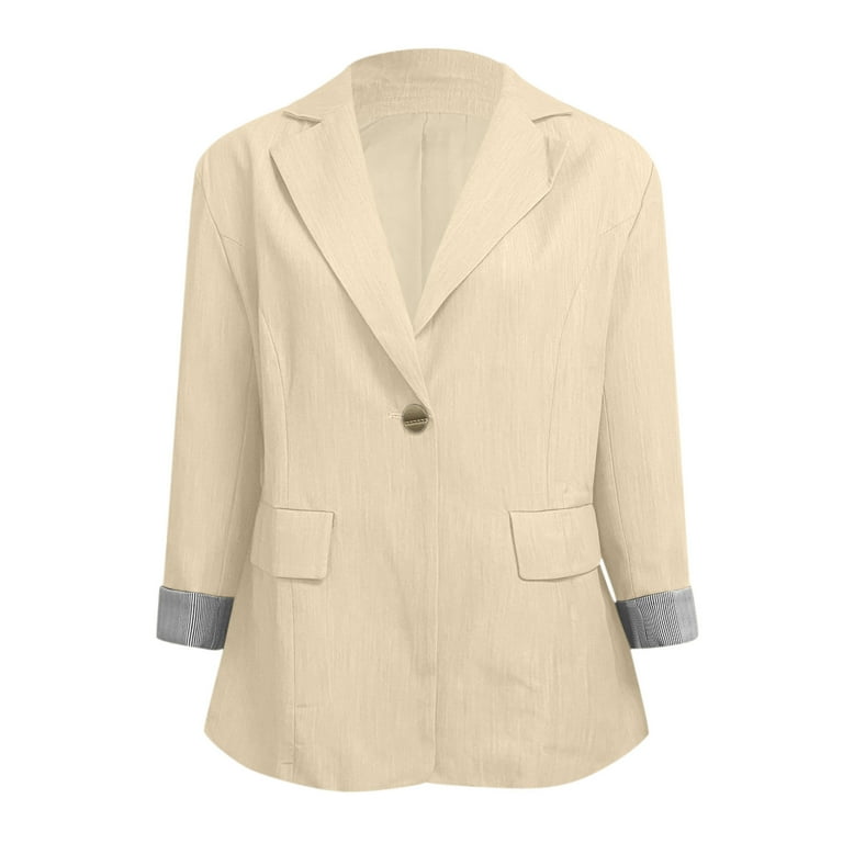 HAXMNOU Women s Blazers And Suit Jackets Women Solid Color V Neck