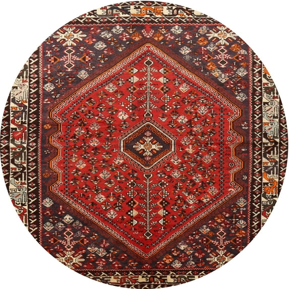 Ahgly Company Indoor Round Traditional Dark Gold Brown Persian Area Rugs, 4' Round