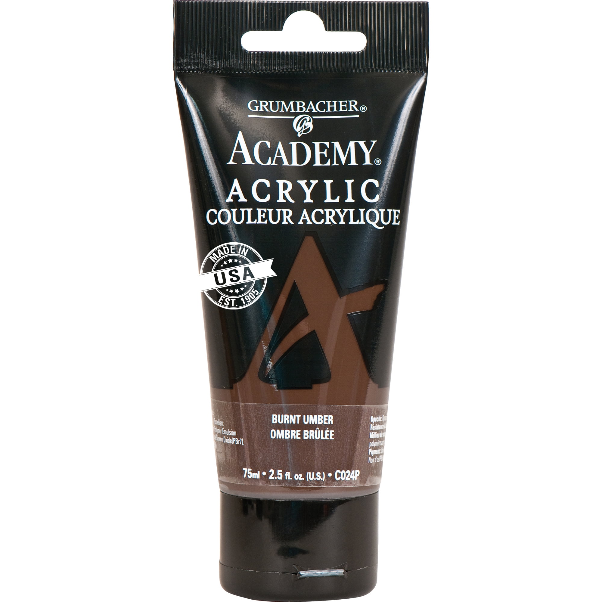 (2 pack) Grumbacher Academy Acrylic Paint, 75ml Tube, Burnt Umber