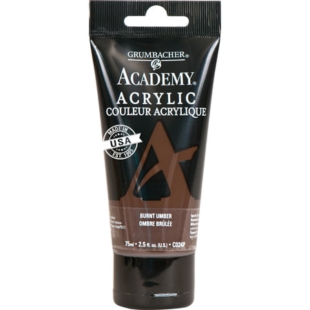 Grumbacher Academy Acrylic Paint, 75ml Tube, Burnt Umber
