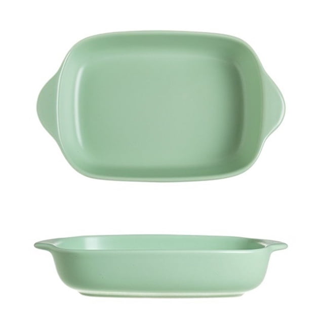 Colorful Ceramic Double-Handled Baking Pan Household Square Baking Tableware Salad Baked Rice Bowl