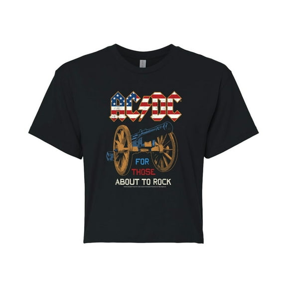 ACDC - For Those About To Rock - Juniors Cropped Cotton Blend T-Shirt