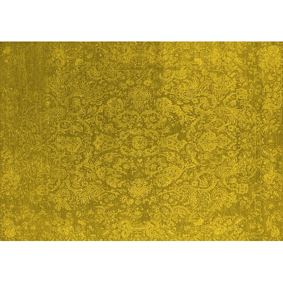 Ahgly Company Indoor Rectangle Oriental Yellow Industrial Area Rugs, 4' x 6'