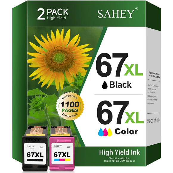 67XL Ink Compatible for HP 67 Ink Cartridges for Ink 67 Black and Tri-Color for DeskJet 2700 2700e 2752 2752e 2755 2755e Envy 6000 6055 6055e Printer