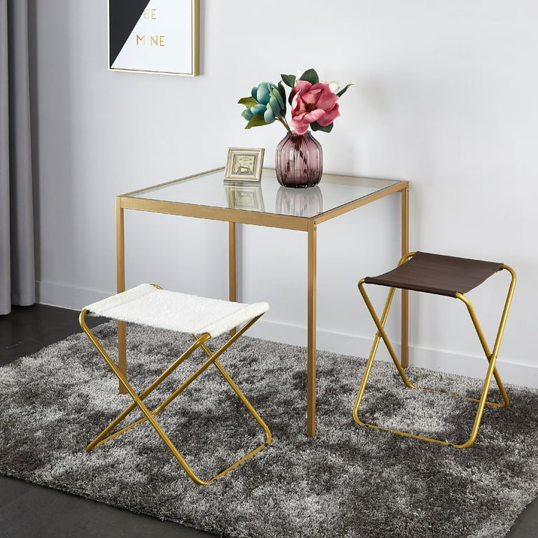 Mainstays Faux Leather Sling Stool Ottoman Available in Multiple Fabrics