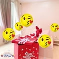 thumbnail image 5 of PMU Smiley Face Balloons 9 inch Pre-Inflated Emoji Smile Balloon with Stick and Fringe Ribbons Smiley Happy Face Decoration for Birthday Wedding Anniversary Bachelorette (Smile Blowing Kiss), 5 of 6
