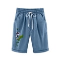 thumbnail image 2 of CALAFEBILA Cotton Linen Bermuda Shorts for Women Knee Length Drawstring Casual Plus Size Shorts Women with Pockets, 2 of 6