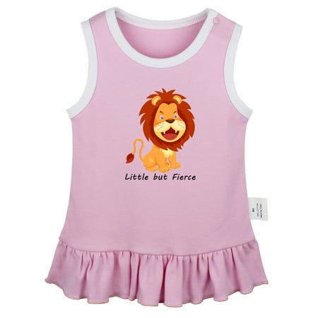 

iDzn Little But Fierce Lion Pattern Funny Dresses For Baby Newborn Babies Skirts Infant Princess Dress 0-24M Kids Graphic Clothes (Pink Sleeveless Dresses 0-6 Months)