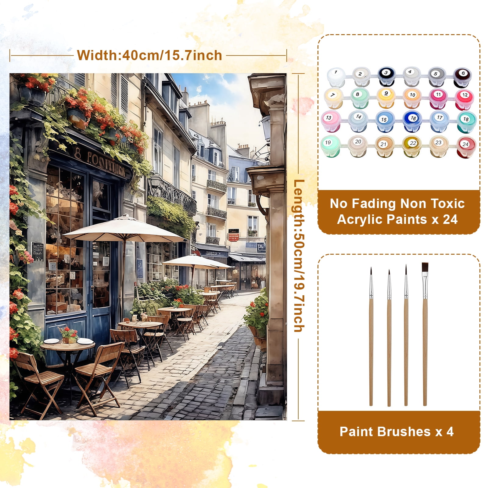 Qoosea Paint by Numbers for Adults, DIY Art & Craft Kits for Beginners with Frame, Paint Brushes, Acrylic Paint Set for Home Wall Decor, 16 x 20 in