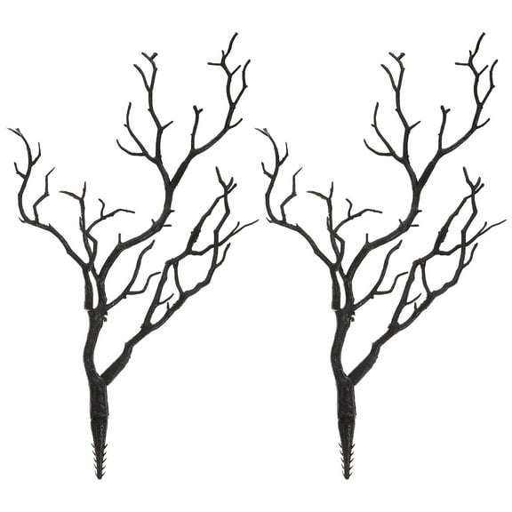 OUNONA Faux Flower Stems Artificial Plant Decoration Black Plastic 2Pcs