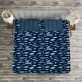 thumbnail image 3 of Ambesonne Fishes Quilted Bedspread Set 3 Pcs, Aquarium Silhouettes, Queen Size, Navy Blue Seafoam, 3 of 3