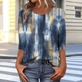 thumbnail image 3 of Craaazy Women's Boho Print Loose Casual Round Neck 3/4 Sleeve T-Shirt Gifts, 3 of 7
