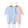 thumbnail image 2 of Chenyin Baby Infant Cotton Onesies Pajamas for Boys Girls Solid Colour Bodysuits Sleepwear Newborn Boneless Jumpsuit Long Sleeve Romper for 0-12 Months, 2 of 9