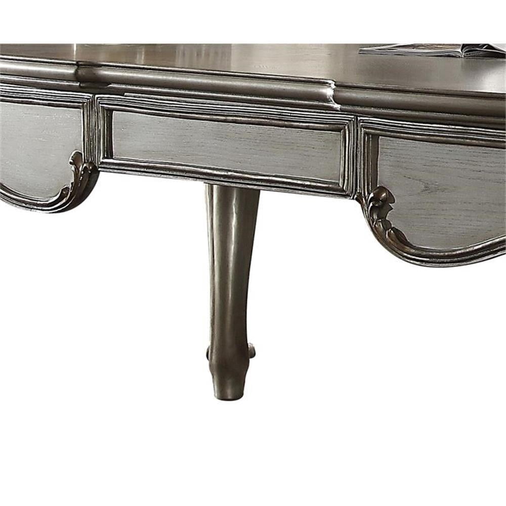Bowery Hill Wooden Executive Writing Desk with 3 Drawers in Platinum Silver