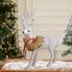 thumbnail image 4 of Adorno de ciervo de Navidad con lazo y campanas - Decoración de plástico blanco de renos de 13" para ventana, habitación o mesa, 4 of 5