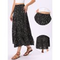 thumbnail image 2 of DARING DIVA Women's Floral Maxi Skirt Elastic High Waist A Line Skirts X-Large Black, 2 of 6