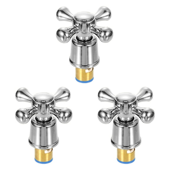 Uxcell 3Pack Faucet Tap Handle, Faucet Knob, Alloy Cross Faucet Tap Replacement, Silver