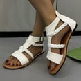 thumbnail image 6 of Nrmvnmi 2024 Women's Sandals Comfortable Dressy Summer Bohemian Shoes Open Toe Vintage Roman Shoes Low Heel Belt Buckle Back Zipper Sandals White Mothers Day Gifts, 6 of 8