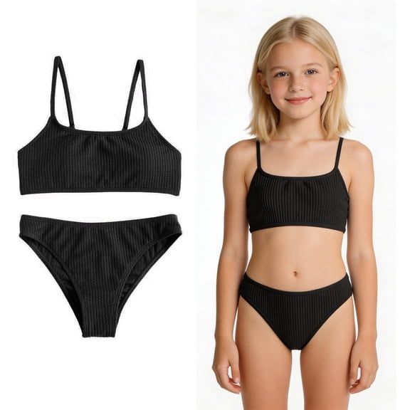 Swimsuits for Girls Adjustable Straps Two Piece Girls Swim Suits with Chest Pad Girls' Swimwear 10-11 Years