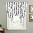 thumbnail image 2 of Black Spring Leaves Balloon Curtains for Living Room/French Door, Pastoral Botanical Striped Flowers Tie Up Curtains 63 Inch Length Energy Saving Kitchen Curtains Shades for Windows 42"x63", 2 of 8