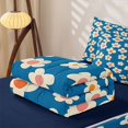 thumbnail image 6 of Homewish Vintage Floral Zipper Full Size Comforter Sets with Fitted Sheet and 2 Pillowcases,Navy Flowers Zipper Bedding Set,Navy Blue Reversible,4pcs, 6 of 8