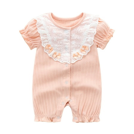 

MIUBAGIAL Baby Girls Print Spring Summer Short Sleeve Tulle Romper Junpsuit Clothes