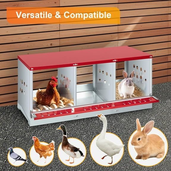 Yeshouse Chicken Nesting Boxes for Laying Eggs, Metal Chicken Nesting Box with Vented Holes and Swing Perch for Chicken Coop, Egg Laying Boxes for Chickens, Hens, Ducks