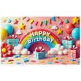 thumbnail image 2 of Colorful Cloud Star Balloon Rainbow Happy Birthday Banner Party Decoration Backdrop for Birthday Party Celebrations Photography Props Kids Parties, 2 of 8